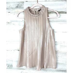 Ann Taylor Womens Small Gold Shimmer Lightweight Sleeveless New Year Blouse NEW